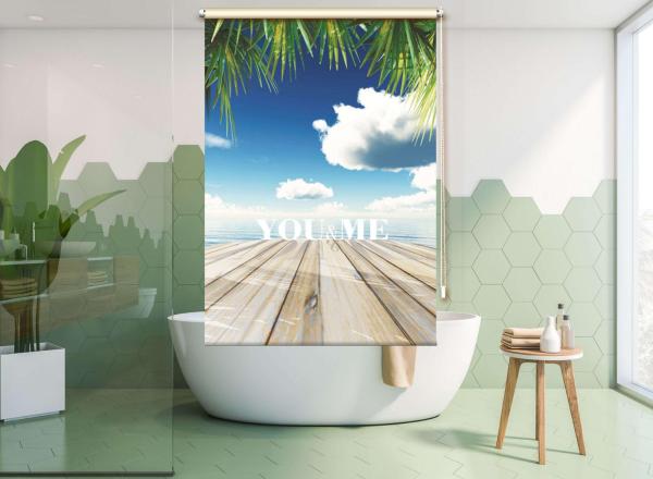 You and Me Duschrollo - Duschvorhang Rollo Deckenmontage
